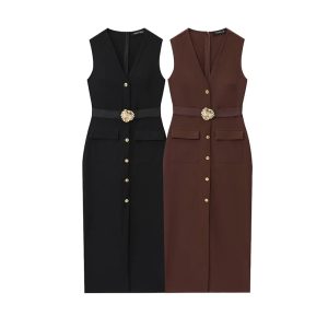 TINA BUTTON-DOWN PENCIL DRESS