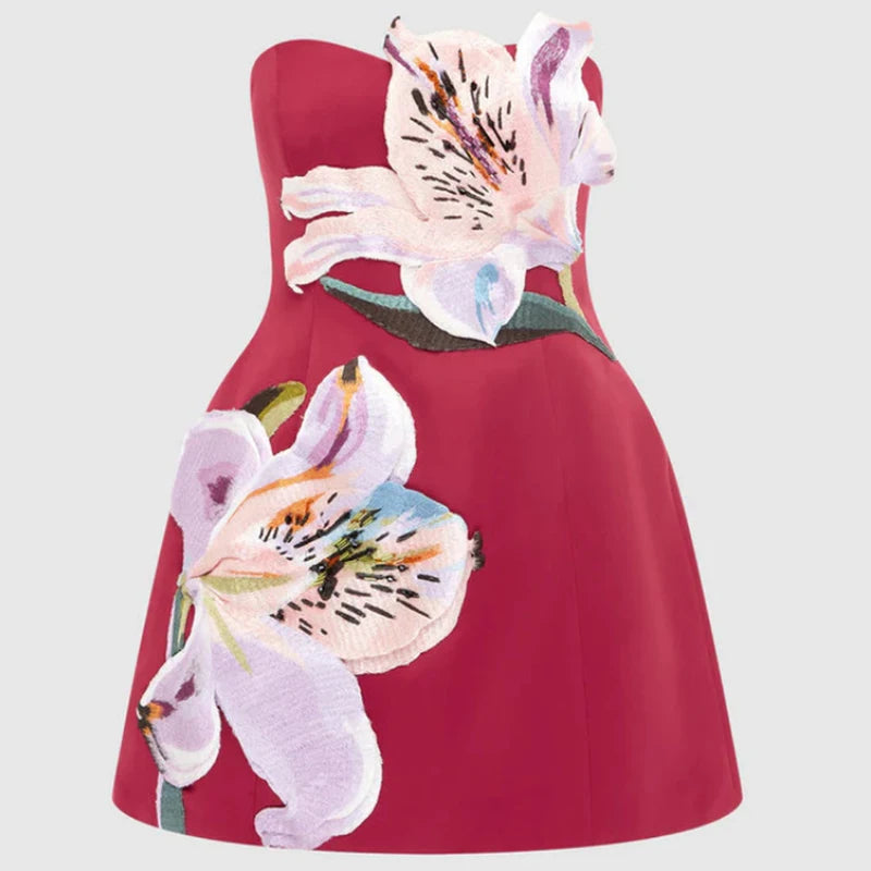 FLOWER STRAPLESS DRESS - Image 4