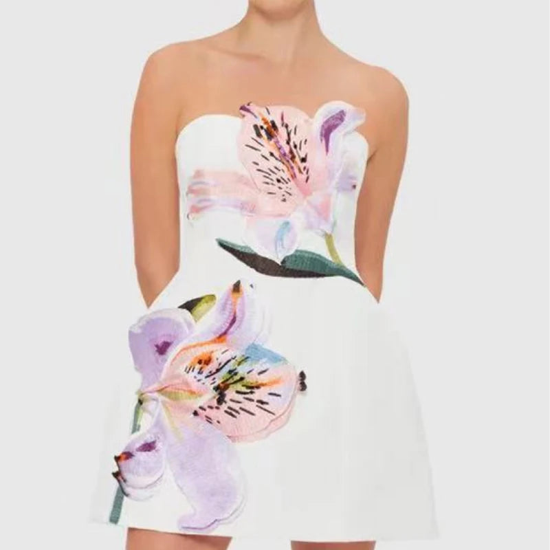 FLOWER STRAPLESS DRESS - Image 5