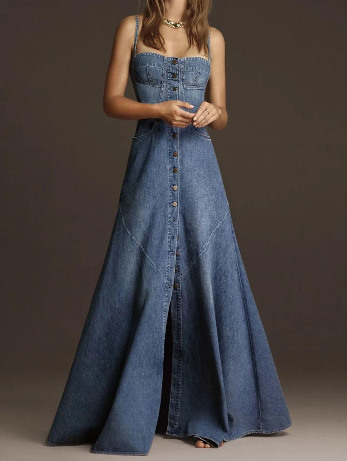 LINDSEY DENIM MAXI SUNDRESS