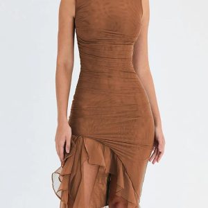 MILLIE RUFFLE RUCHED DRESS